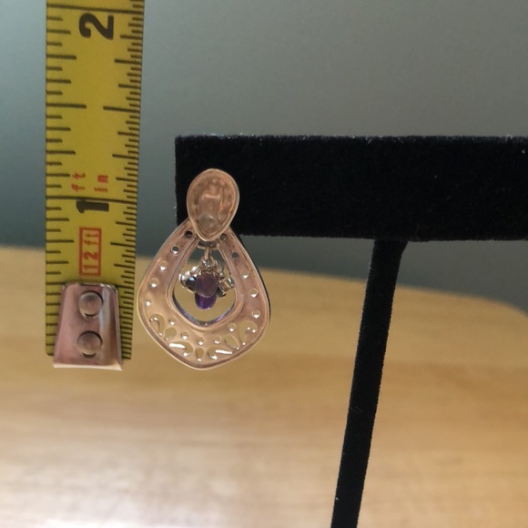 Silpada Sterling Silver Cut Out Amethyst, Pearl and Bead Earrings - Picture 4 of 6